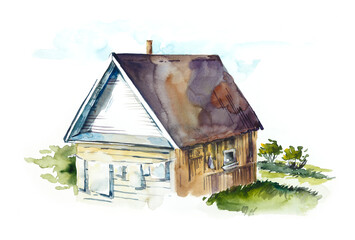 Russian Village Set. Watercolor Sketches/ Hand drawn illustration.