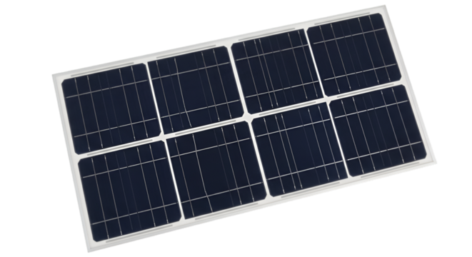 Small solar panel with eight cells on white background - Powered by Adobe