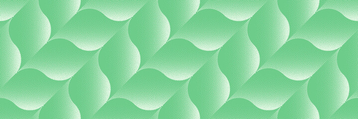 Vector abstract wide panoramic background with a modern halftone scales pattern in light green colour. Grainy texture creates a playful and organic flow for packaging, branding and creative backdrops