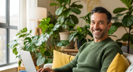 young man working on laptop