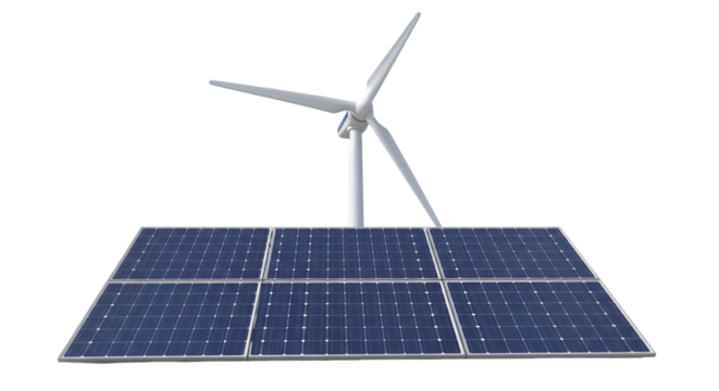 Solar Panels and Wind Turbine Combination solar energy - Powered by Adobe