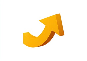 A vibrant, three-dimensional, golden-yellow arrow curving upward and to the right, suggesting growth or progress