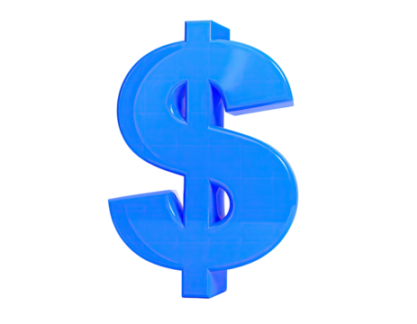 A bright blue dollar sign stands out against a dark background - Powered by Adobe