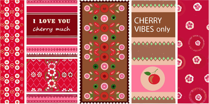 Sweet cherry themed collage with i love you cherry much and cherry vibes only messages