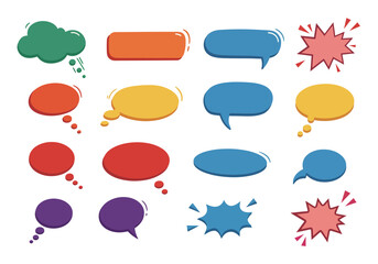 Set of hand-drawn speech bubbles. Speech balloon, frames, stylish, handwritten, doodle