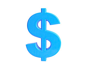 A glowing, 3D rendered, light blue dollar sign against a stark black background