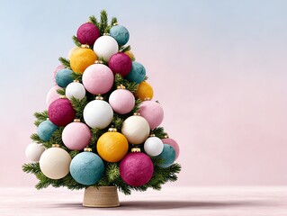 A beautifully decorated Christmas tree adorned with colorful ornaments, showcasing festive cheer and holiday spirit.