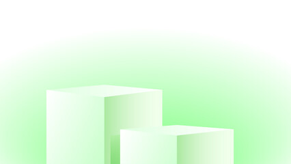 Abstract geometric illustration featuring green gradient cubes on white background, creating minimalist and modern design. soft color transition adds calming effect to composition