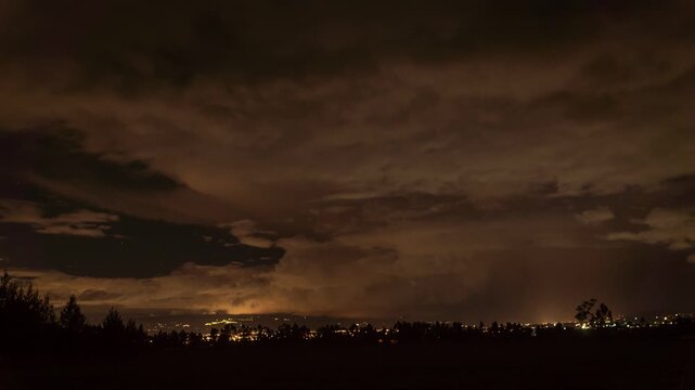 Massive lightning storm over Ecuadorian city at night
