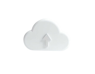 A glossy white cloud with an upward-pointing arrow on a black background