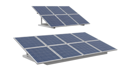 Two sets of solar panels on white background renewable energy