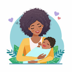 Mother and Baby Love An Illustration of a Happy Motherhood Moment