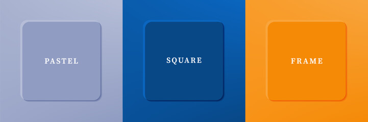 Set of abstract 3D luxry square frame border design. Collection of geometric scene for cosmetic product. Elements for design. Top view of podium or pedestal. EPS10 vector.