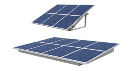 Two Solar Panel Arrays on Black Background solar energy