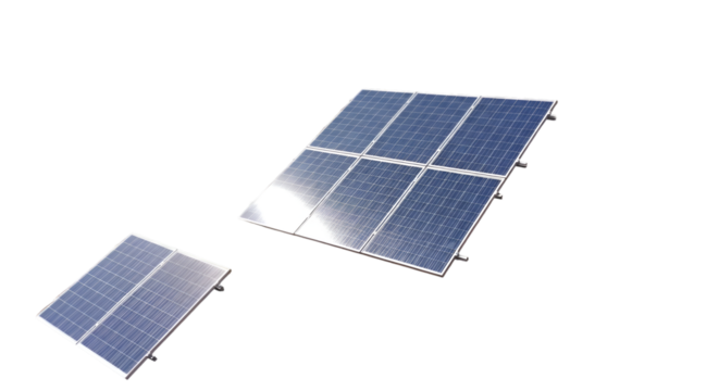 Two solar panel arrays on a white background solar energy