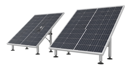 Two solar panels on adjustable stands photovoltaic