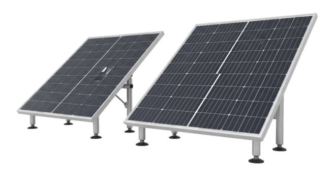 Two solar panels on adjustable stands photovoltaic