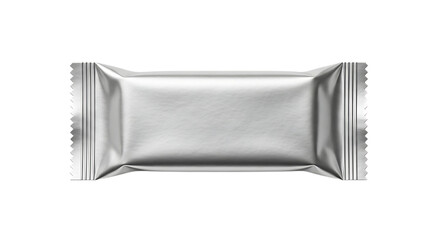 Blank silver candy bar wrapper isolated studio shot isolated on transparent background