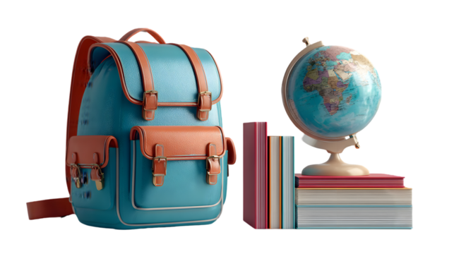 Back to School Essentials: Backpack, Globe, and Textbooks
