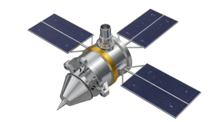 3D Rendering of a Satellite with Solar Panels spacecraft