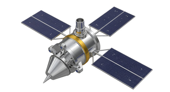 3D Rendering of a Satellite with Solar Panels spacecraft