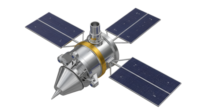 3D Rendering of a Satellite with Solar Panels spacecraft