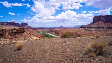 hiking near moab in canyonlands island in the sky in utah, usa