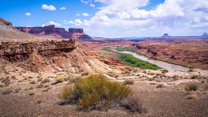 hiking near moab in canyonlands island in the sky in utah, usa