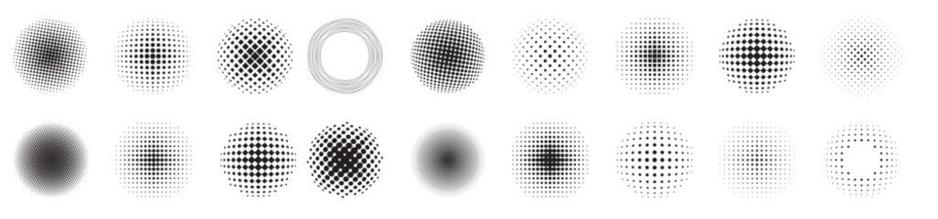 Round halftone shapes abstract circle geometric tone vector illustration