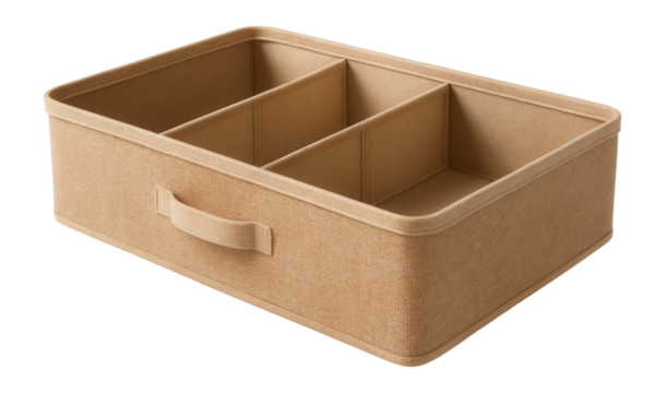 Eco-friendly under-bed storage bin with dividers for organized space.