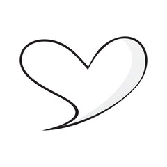 Hand Drawn Comic Style Heart Shape Outline Design Drawing with Black Line for Speech Bubble Element