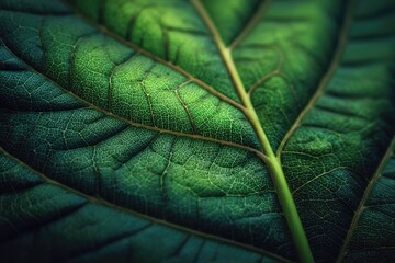 Close-up of a vibrant green leaf's intricate veins (1)