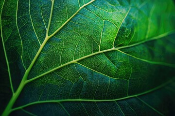 Close-up of a vibrant green leaf, showcasing intricate veins (2)