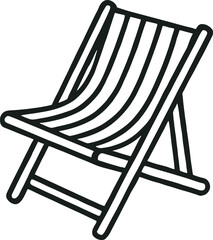 Relaxing beach chair icon evokes summer vacation vibes, perfect for travel ads, resort promotions, or minimalist design projects with a calming aesthetic