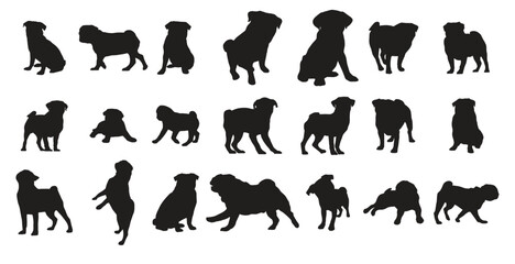 pug dog silhouette vector illustration