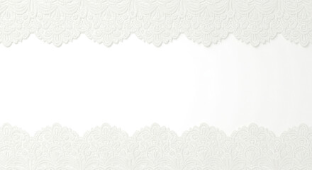 Abstract white background with decorative wavy borders creating a central space.