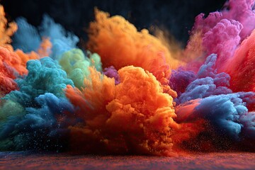 Colorful powder explosion in vibrant hues