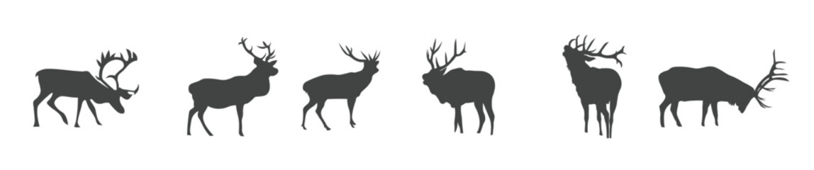 Vector illustration of Animal Deer Silhouettes collection