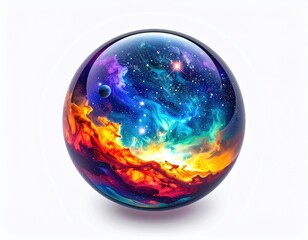Galaxy swirls in crystal orb. Ethereal. Brilliant