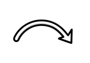 Simple hand drawn curved arrow pointing down and right