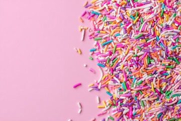 Fototapeta premium Colorful sprinkles on pink background