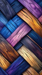 Colorful planks interweave, like a painterly wood pattern