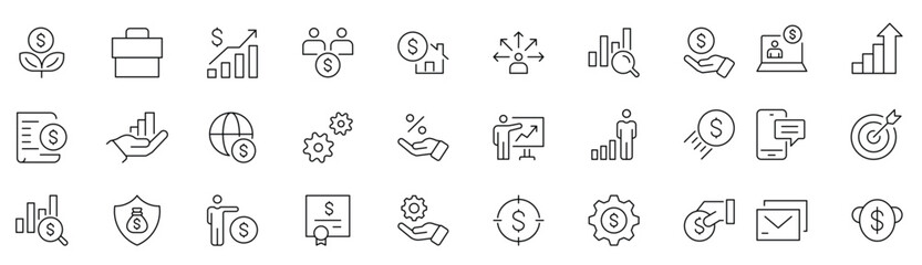 SEO and promotion line icons collection. Big UI icon set. Thin outline pack. set of marketing icons, SEO, website, social media, sales online advertising. Solid vector symbol illustration.