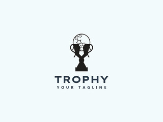Trophy logo design vector template 