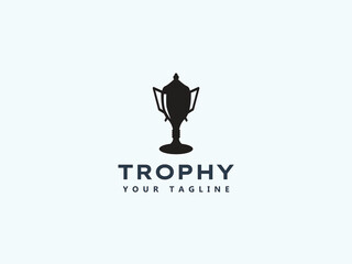 Trophy logo design vector template 