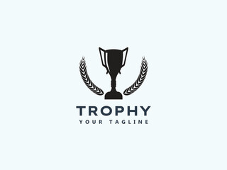 Trophy logo design vector template 