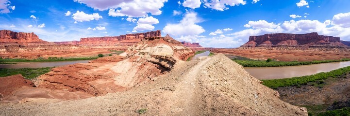 hiking near moab in canyonlands island in the sky in utah, usa