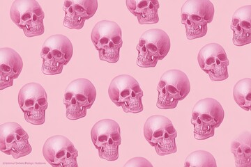 Pink skull pattern on a pale pink background