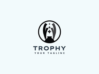 Trophy logo design vector template 