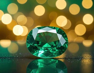 Emerald cut gemstone, bokeh highlights background